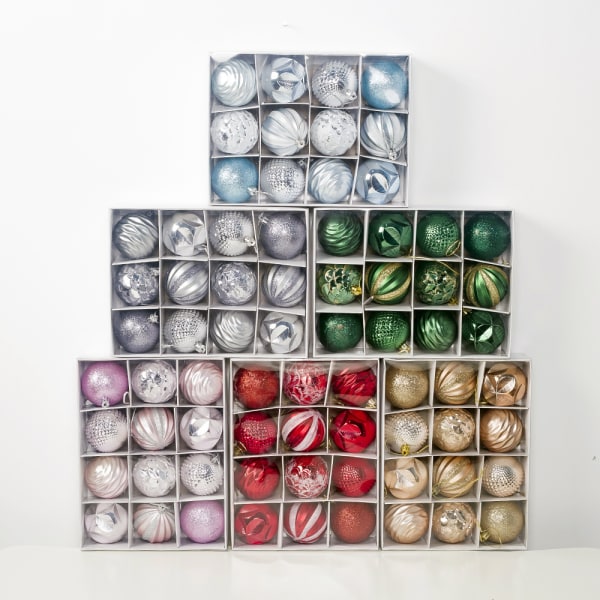 12 st julbollsprydnader för julgransdekoration 2,36" presentförpackning Silver