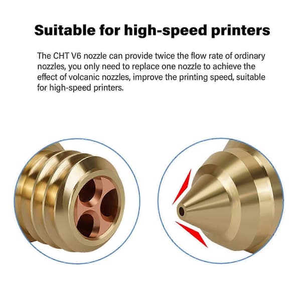 CHT SE6 Hærdet Stål Dyser 0.4mm 3D Printer Dyser Høj Flow Ekstruder Dyser Til CR10 3D Printer Tilbehør Copper plating