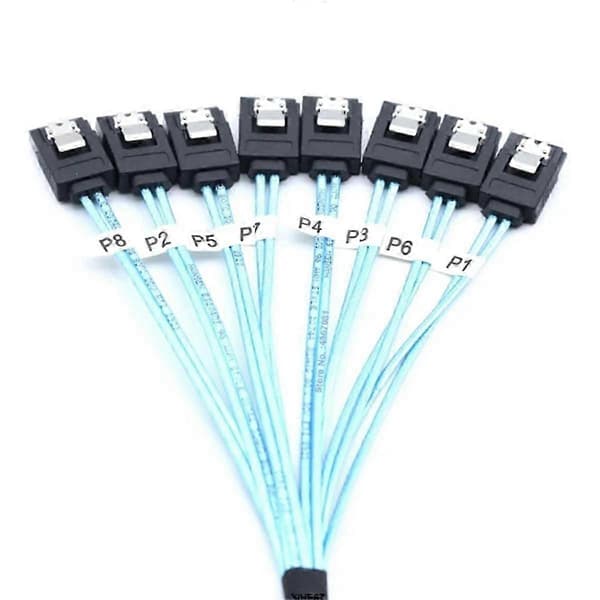 8 stk. SATA-kabelsæt 8 sæt SATA 3.0-kabel PC SATA-kabel SAS 7-benet 6 Gbps datakabel til harddisk SSD D[dt] As Shown