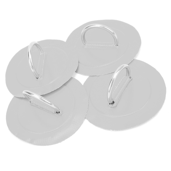 4-pack Uppblåsbar Båt D-ring Pad Patch PVC Hållbar Marin Rostfritt Stål Spänne Grå
