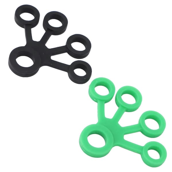 2 stk. silikone fingerstrækker bærbar elastisk håndmodstandsbånd styrker 11LB (mørkegrøn sort) 5 5