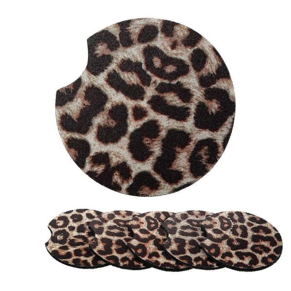 6 pakker 2,56 tommer leopard bilunderlag til drikkekop, bilkopmåtte biltilbehør til billiv [dt]