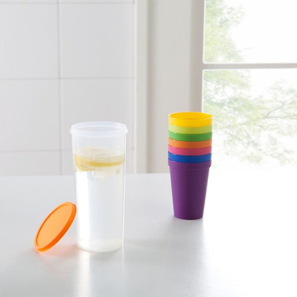 8 stk Gjenbrukbare plastkopper Rainbow Reise Drikkeglass Juice Drikkevarer