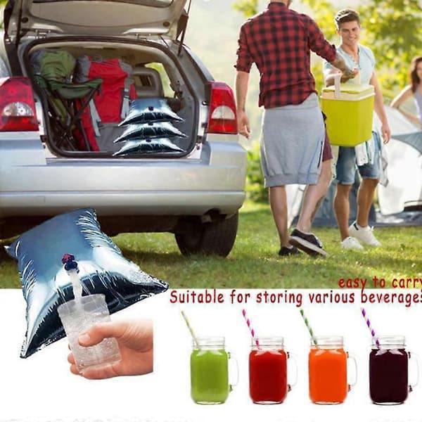 Utendørs nød-vannpose 6 stk bærbar vannpose bulk juice isolasjon drikke vin vann oppbevaringspose