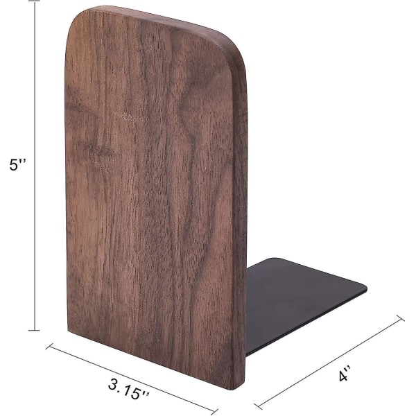 Bokstöd i trä med metallfot 2 st svart valnöt bokställ