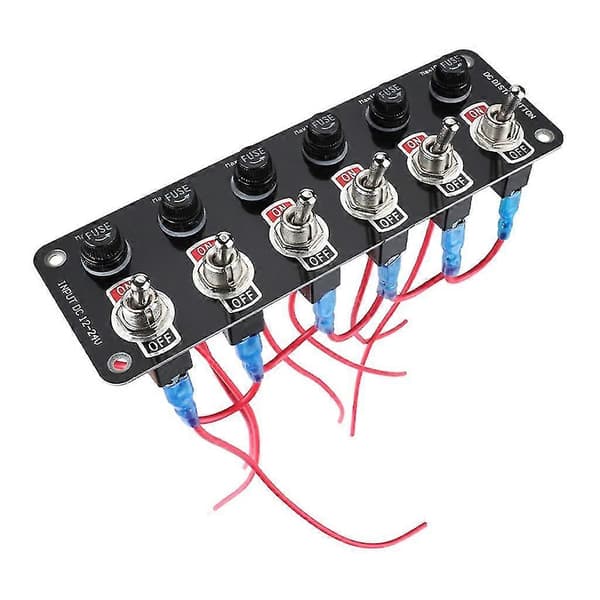 【DENGTU】6-veis vippebryterpanel 12-24V På/Av-vippebryterpanel med 10A-sikringer