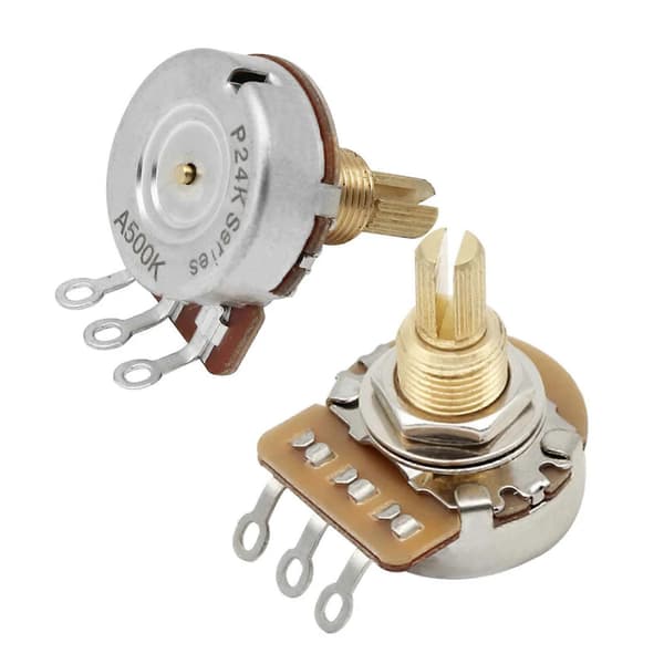Enkel installation Lång axel 24 tänder Gitarrpotentiometer Knopp 500K Ohm för elgitarr Volym Tonjustering Flerfärgad