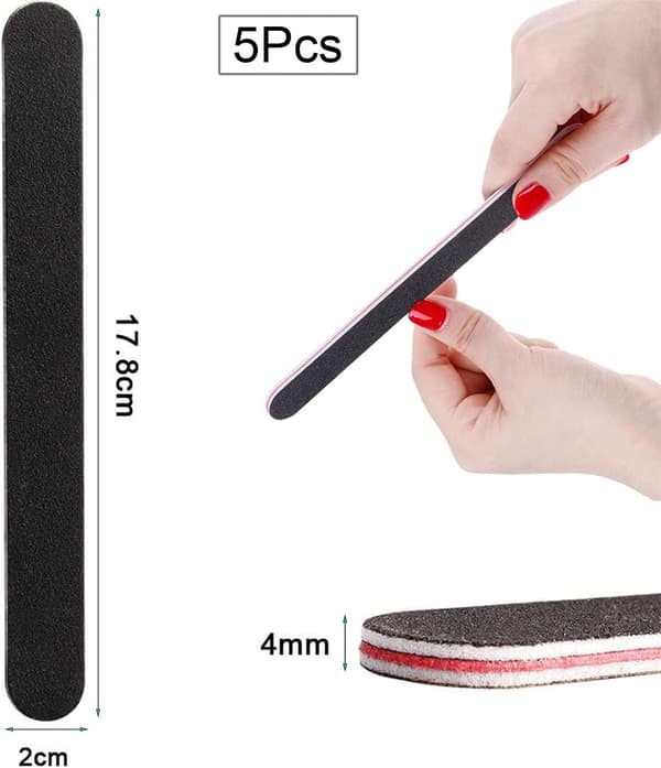 【DT】5-pack professionella nagelfilar, 100/180 dubbelsidig nagelfil