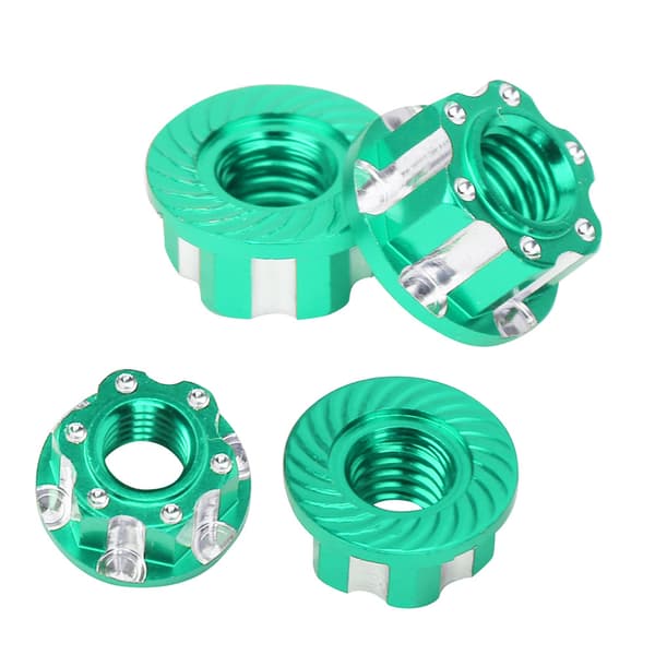 4 st M4 Carving Hexagonal Muttrar Aluminiumlegering Passar för HSP Sakura D3 D4 1/10 RC Bil Grön
