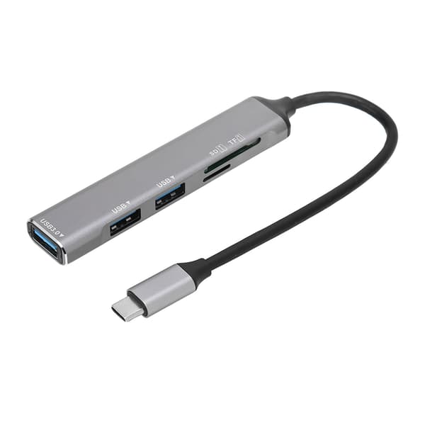 5 i 1 USB C Hub Metall Plug and Play Typ C Dockningsstation Adapter för Windows Linux Svart