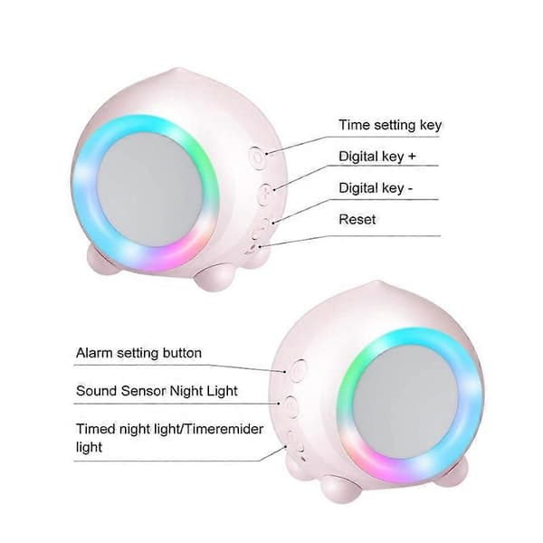 LED digitalt vækkeur natlys termometer display bluetooth applikationskontrol Smart vækkeur White