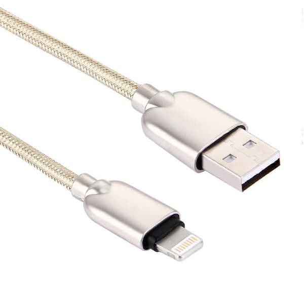1m vævet 108 kobberkerner 8-benet til USB data synkroniseringsopladerkabel til iPhone, iPad Gold
