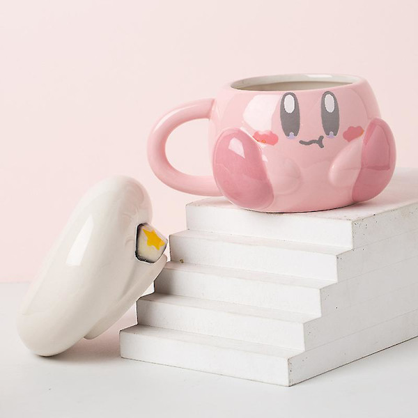 Tecknad kockstjärna Kirby Navy Hat Star Keramisk kopp kaffemugg