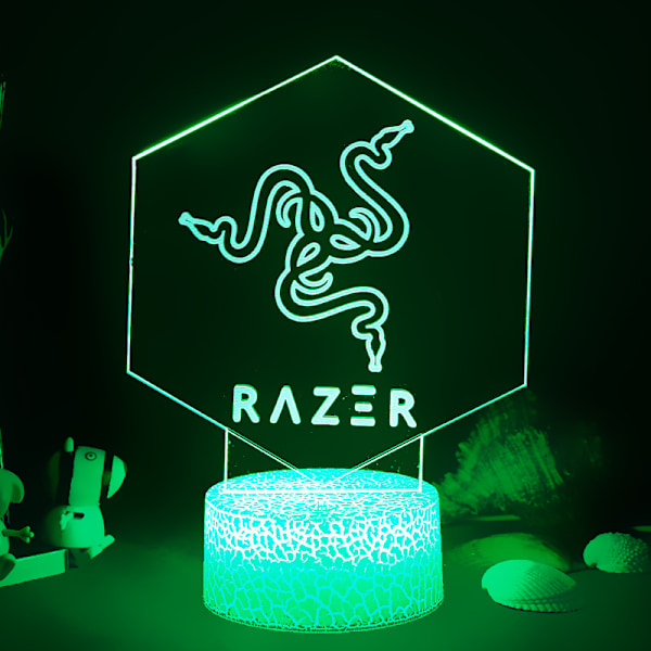 Kreativt 3D nattljus Akrylspel LED färgglad skrivbordslampa Black base: 16-color controller snake (1402)