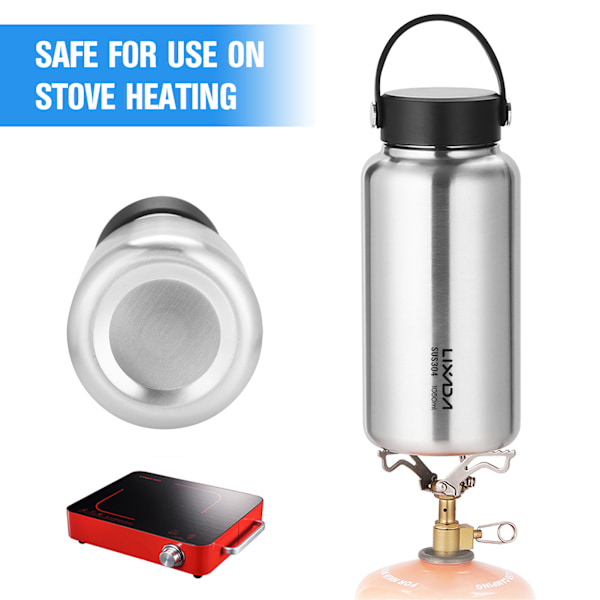 LIXADA 1050ml Lekkasjesikker Vannflaske i Rustfritt Stål for Camping og Fotturer