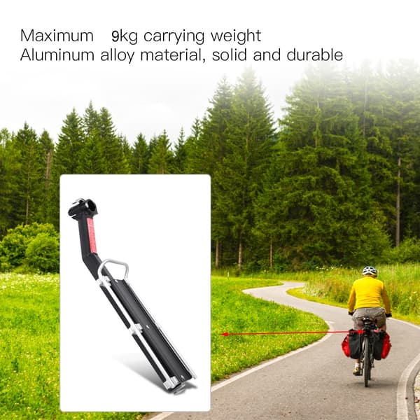 Cykelbagagebærer til sædepind, bagerste hylde, aluminium, sort