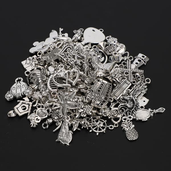 DIY Sølv Cupronickel Anheng Tilbehør for Armbåndslaging 100 Stiler