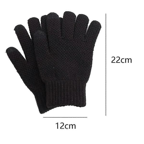 Vintercykelhandsker Touch Screen Handsker Varme Fleeceforede Strikhandsker Elastisk Manchet Black