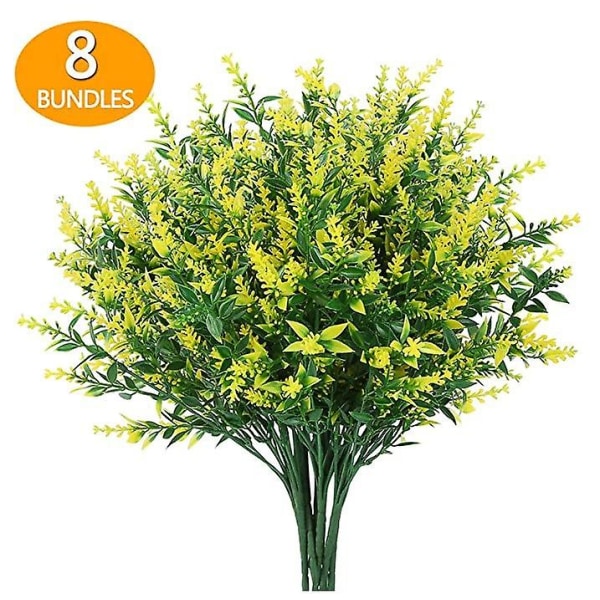 8 buntar utomhus konstgjorda falska blommor buskar Uv-resistenta växter Yellow