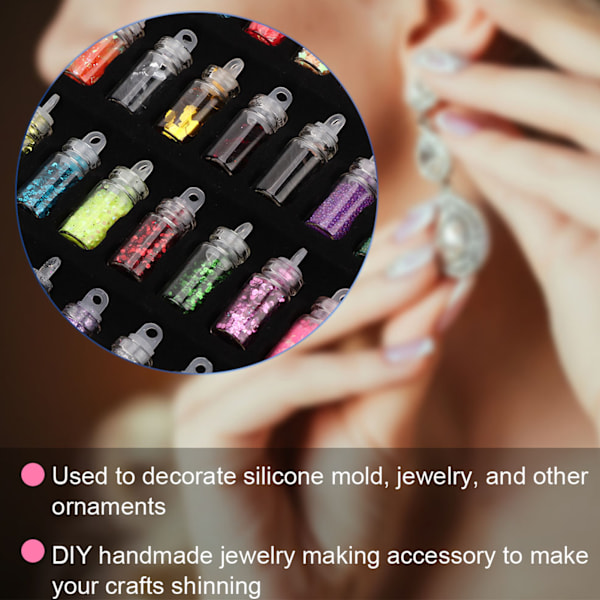48 Flasker Flash Sequin Pulver til DIY Smykker og Epoxy Form Håndværk
