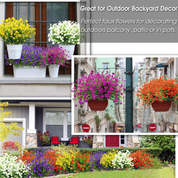 4 st utomhus konstgjorda falska blommor buskar Uv-resistenta växter red