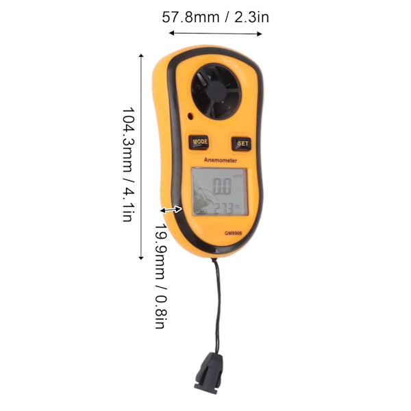 Mini Bærbar Digital Anemometer: Vindhastighets- og Temperaturmåler med LCD-Skjerm