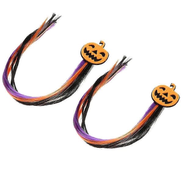 Farverige græskarhårklemmer til Halloween 2 stk. Multi