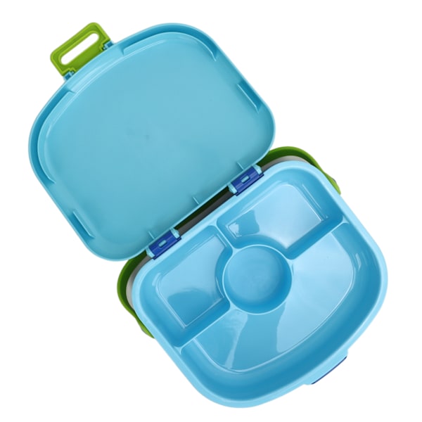 Bento Lunchbox med separata ABS-fack, spänne, läckagesäker design, ventil, värmebeständig - Inkluderar sked och gaffel - Blå Blue