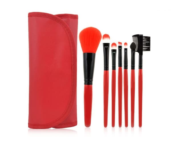【DENGTU】7 stk makeupbørster, professionelt makeupsæt med etui Sort