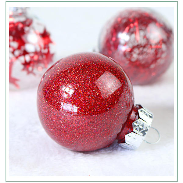 Juldekor 6 cm/24 färgade Transparent Ball Set för husdjur Silver