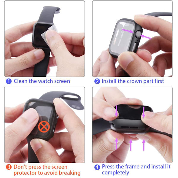 Skärmskydd Apple Watch 4/5 (44 mm) härdat glas Svart