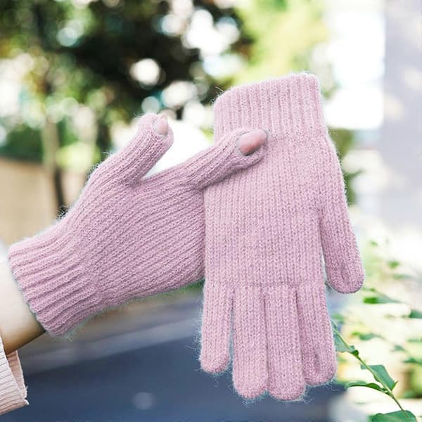 Vintervarma handskar med pekskärmsfingerhål, fleecefoder, handskar för kvinnor, daglig inomhus- och utomhusbruk, rosenröd Rose Red