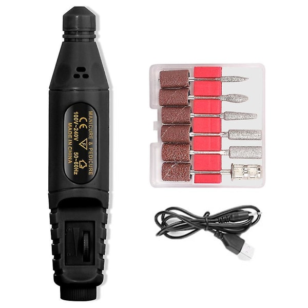 Elektrisk nagelborrmanikyr och pedikyrvårdsset USB black