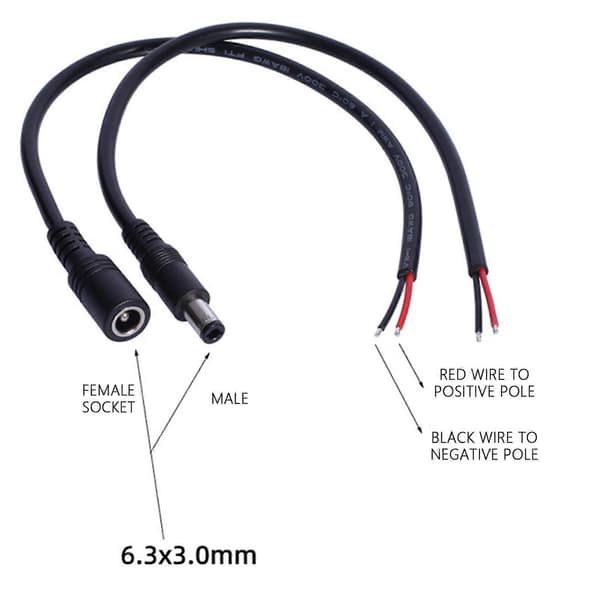 DC6330 hanstik til åben ende kabel 6.3mmx3.0mm stik DC6330 strømkabel til reparation af computerstrømforsyning 1FT