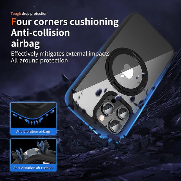 For iPhone 13 Pro PC+TPU telefondeksel kompatibelt med MagSafe støtteben bakdeksel Titanium Grey