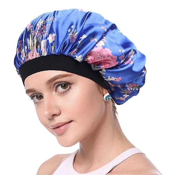 Satin Bonnet Double Layer Sleep Cap Printing Bonnet Bred Elastisk