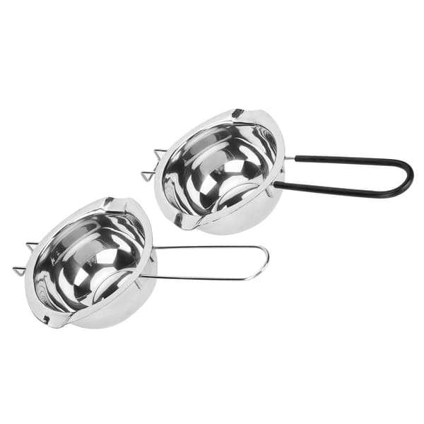 2 stk. 400 ml smeltedigel i rustfrit stål, sølvfarvet, sort køkkenredskab til smør, chokolade, ost