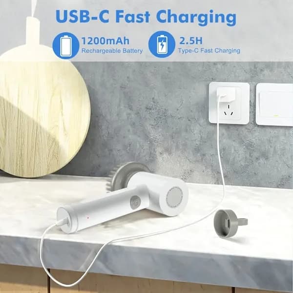 【DT】Sähköinen puhdistusharja, johdoton käsipesuri, USB-ladattava