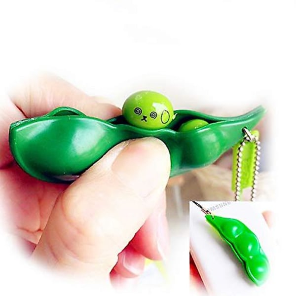 3 st Squeeze-a-bean Squishy Soybean Pendel Fidget Toys Nyckelring Bean