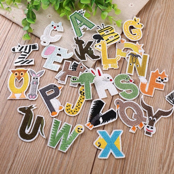 Iron On Patches Bokstäver 26st Alphabet Patches Djurformade