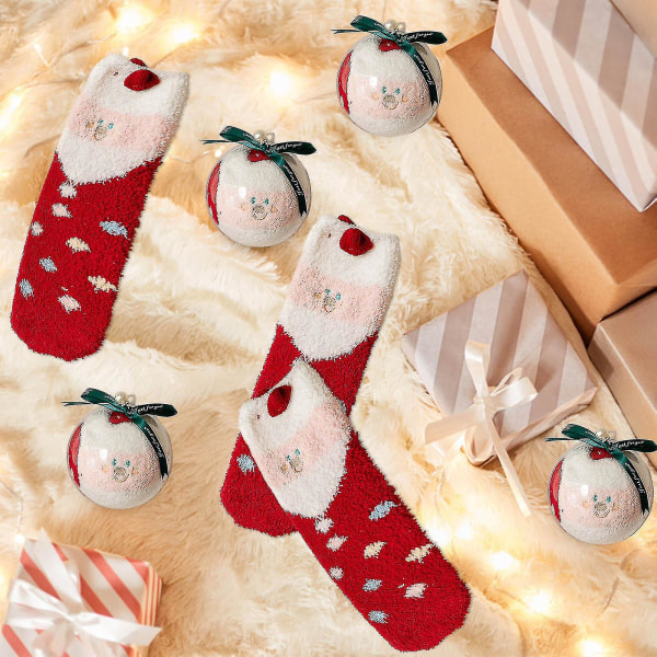 Christmas Ball Coral Fleece Strumpor Presentbox Förtjockade Sleep Socks DT