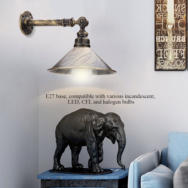 E27 Retro Vegglampe - Antikk Rør-Sconce for Kafeer, Barer og Ganger
