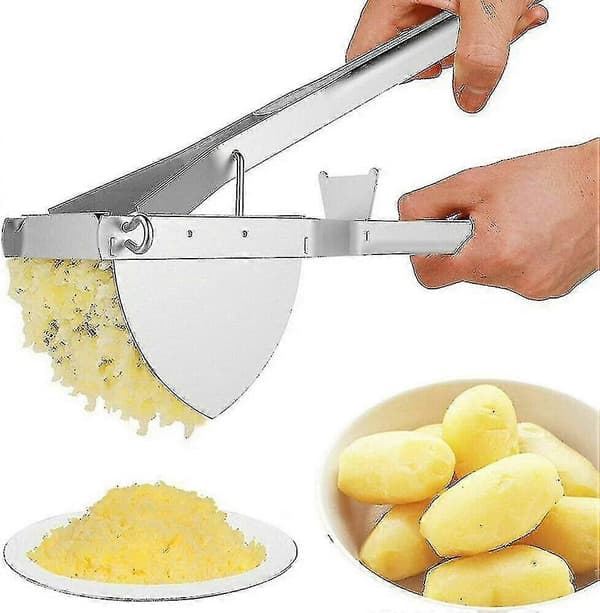 Juicer kartoffelpresse i rustfrit stål, professionel kartoffelmoser i rustfrit stål