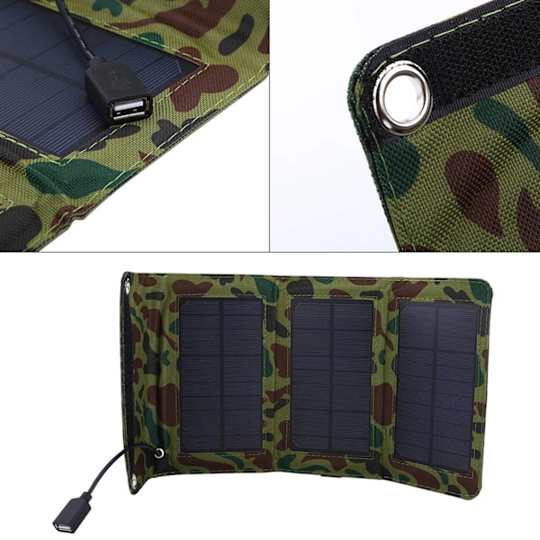 5W 5V Vattentät Vikbar Solcellsladdare - Portabel USB Powerbank för Utomhusbruk