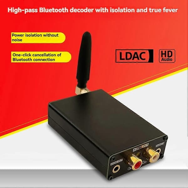 QCC5125 Bluetooth-dekoder Isolert febergrad tapsfri høypassdekoder mottaker front-end-kort APTX+LDAC[dt] Svart