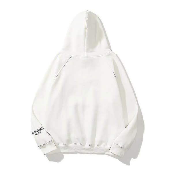 Hettegenser med doble linjebokstaver - Hipster Monogram hettegensere for menn og kvinner White 3XL