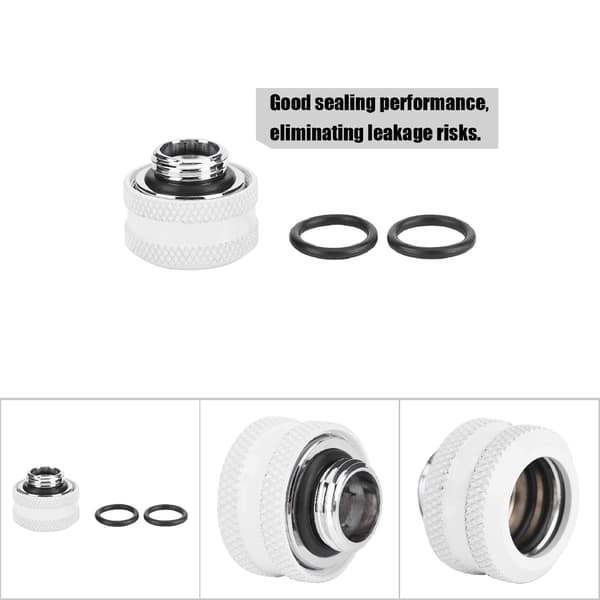 Vit 16mm Rigid Akryl Rör Vattenkylning Kompressionskopplingar 4-pack