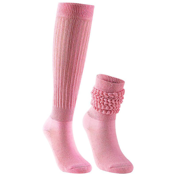 2 par damescrunch sokker bomuld Slouch sok, kvinder knæhøj støvlestrømpe Pink