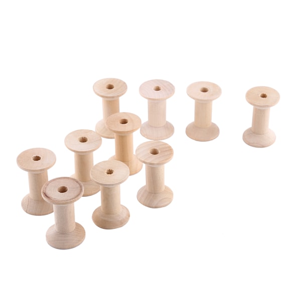 10 kpl Luonnonpuiset Tyhjät Lankapoolat - 47mm x 31mm