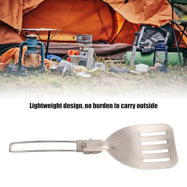 Kompakt Sammenleggbar Stekespade i Rustfritt Stål med Lås for Utendørs Matlaging og Camping